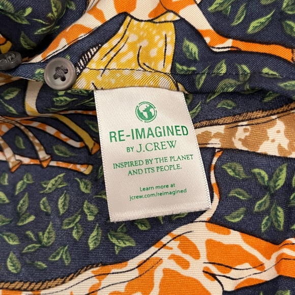 J.Crew Collection Silk Giraffe Print Button Up Shirt - Picture 5 of 7